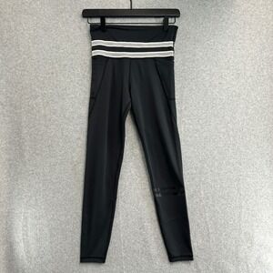 Lilybod Leggings Black White Mesh Waistband Pockets Athletic Sporty Womens Small